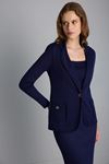 JOIN US KOLLARI RİBLİ LACİVERT TRİKO BLAZER CEKET